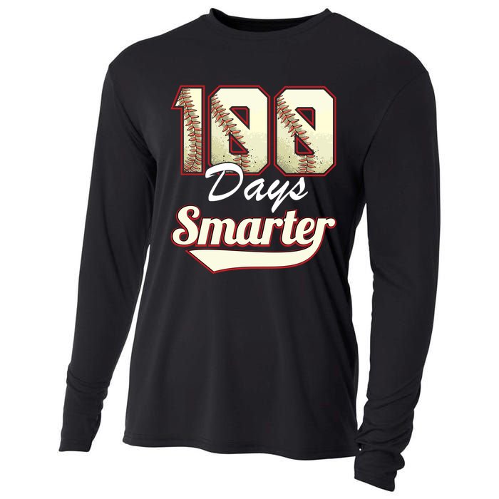 100 Days Smarter Baseball 100th Day Students And Teachers Cooling Performance Long Sleeve Crew