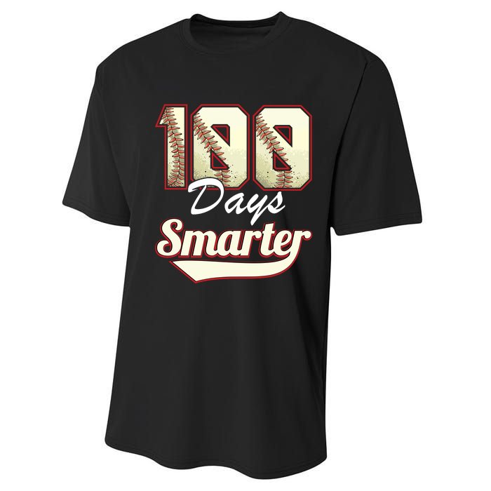 100 Days Smarter Baseball 100th Day Students And Teachers Performance Sprint T-Shirt