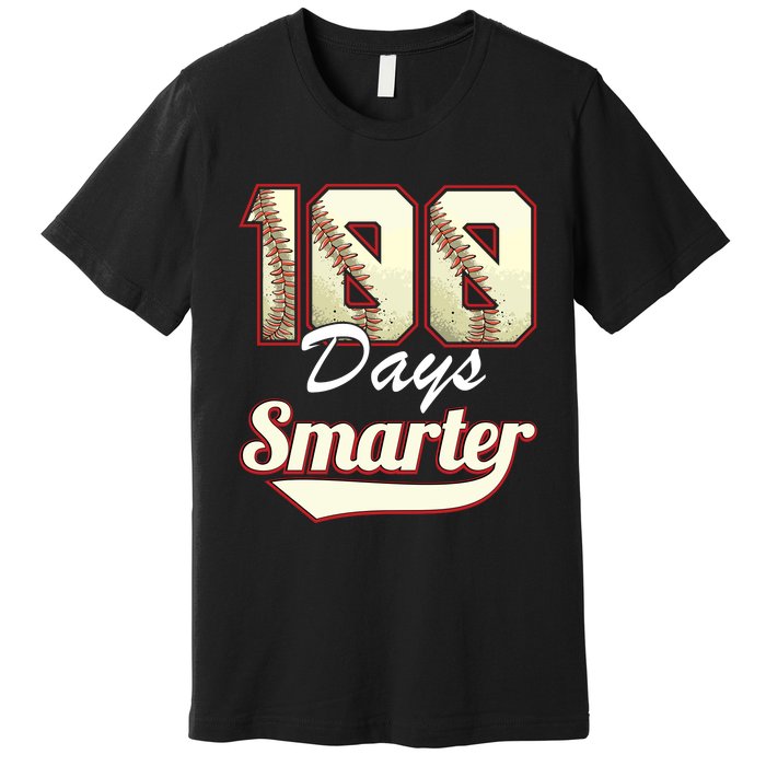 100 Days Smarter Baseball 100th Day Students And Teachers Premium T-Shirt