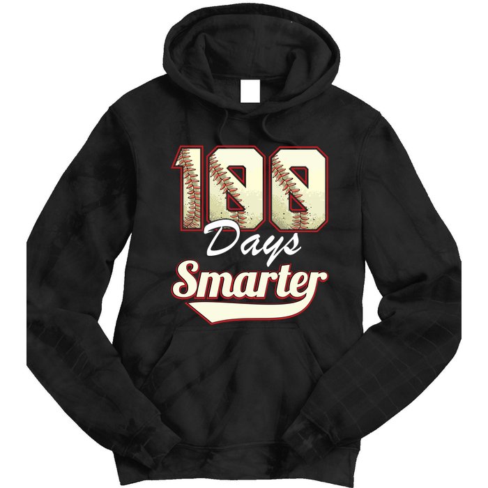 100 Days Smarter Baseball 100th Day Students And Teachers Tie Dye Hoodie