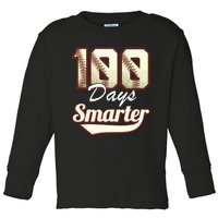 100 Days Smarter Baseball 100th Day Students And Teachers Toddler Long Sleeve Shirt