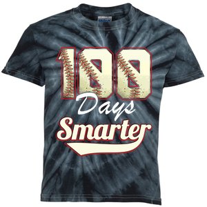 100 Days Smarter Baseball 100th Day Students And Teachers Kids Tie-Dye T-Shirt