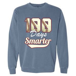 100 Days Smarter Baseball 100th Day Students And Teachers Garment-Dyed Sweatshirt