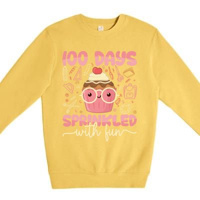 100 Days Sprinkled With Fun Cupcake 100th Day School Gift Meaningful Gift Premium Crewneck Sweatshirt