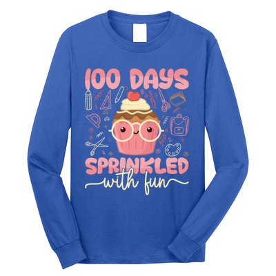 100 Days Sprinkled With Fun Cupcake 100th Day School Gift Meaningful Gift Long Sleeve Shirt