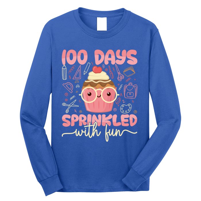 100 Days Sprinkled With Fun Cupcake 100th Day School Gift Meaningful Gift Long Sleeve Shirt