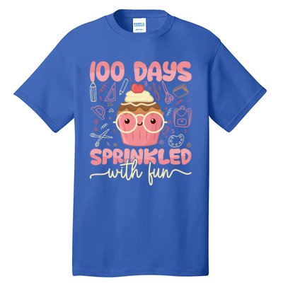 100 Days Sprinkled With Fun Cupcake 100th Day School Gift Meaningful Gift Tall T-Shirt