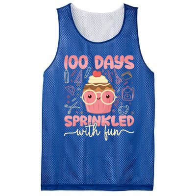 100 Days Sprinkled With Fun Cupcake 100th Day School Gift Meaningful Gift Mesh Reversible Basketball Jersey Tank