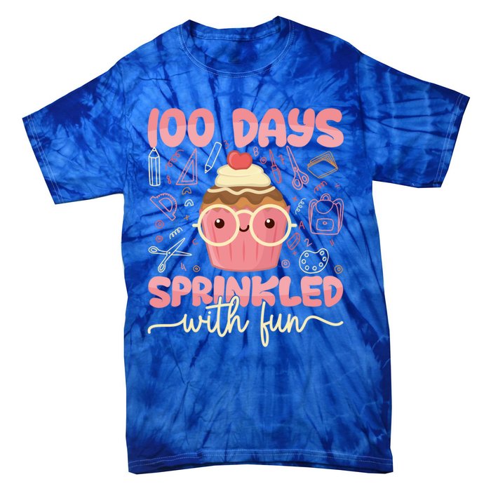 100 Days Sprinkled With Fun Cupcake 100th Day School Gift Meaningful Gift Tie-Dye T-Shirt