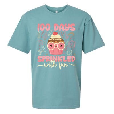 100 Days Sprinkled With Fun Cupcake 100th Day School Gift Meaningful Gift Sueded Cloud Jersey T-Shirt