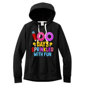 100 Days Sprinkled With Fun Cupcake 100th Day Teachers Meaningful Gift Women's Fleece Hoodie