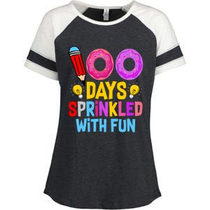 100 Days Sprinkled With Fun Cupcake 100th Day Teachers Meaningful Gift Enza Ladies Jersey Colorblock Tee