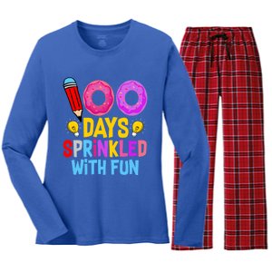 100 Days Sprinkled With Fun Cupcake 100th Day Teachers Meaningful Gift Women's Long Sleeve Flannel Pajama Set 