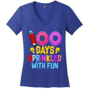 100 Days Sprinkled With Fun Cupcake 100th Day Teachers Meaningful Gift Women's V-Neck T-Shirt