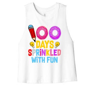 100 Days Sprinkled With Fun Cupcake 100th Day Teachers Meaningful Gift Women's Racerback Cropped Tank