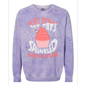 100 Days Sprinkled With Fun Cupcake 100th Days Of School Cool Gift Colorblast Crewneck Sweatshirt