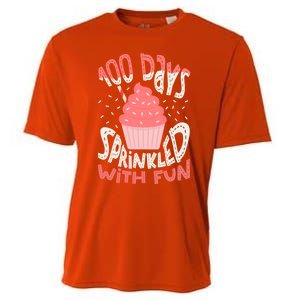 100 Days Sprinkled With Fun Cupcake 100th Days Of School Cool Gift Cooling Performance Crew T-Shirt