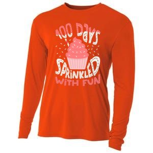 100 Days Sprinkled With Fun Cupcake 100th Days Of School Cool Gift Cooling Performance Long Sleeve Crew