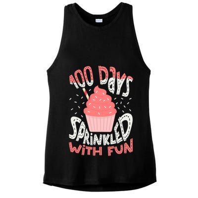 100 Days Sprinkled With Fun Cupcake 100th Days Of School Cool Gift Ladies PosiCharge Tri-Blend Wicking Tank