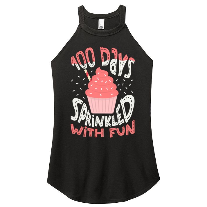 100 Days Sprinkled With Fun Cupcake 100th Days Of School Cool Gift Women's Perfect Tri Rocker Tank