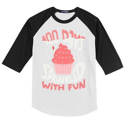 100 Days Sprinkled With Fun Cupcake 100th Days Of School Cool Gift Kids Colorblock Raglan Jersey