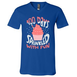 100 Days Sprinkled With Fun Cupcake 100th Days Of School Cool Gift V-Neck T-Shirt