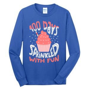 100 Days Sprinkled With Fun Cupcake 100th Days Of School Cool Gift Tall Long Sleeve T-Shirt