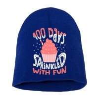 100 Days Sprinkled With Fun Cupcake 100th Days Of School Cool Gift Short Acrylic Beanie