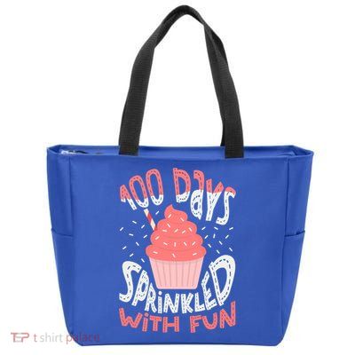 100 Days Sprinkled With Fun Cupcake 100th Days Of School Cool Gift Zip Tote Bag