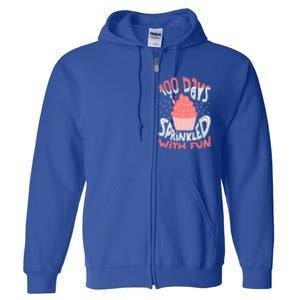 100 Days Sprinkled With Fun Cupcake 100th Days Of School Cool Gift Full Zip Hoodie