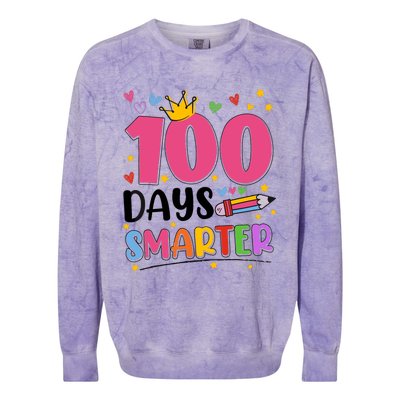 100 Days Smarter 100th Day Of School Colorblast Crewneck Sweatshirt