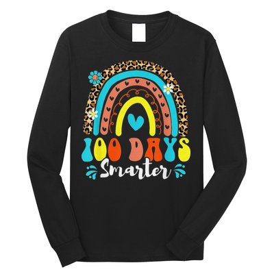 100 Days Smarter Rainbow Leopard Happy 100th Day Of School Long Sleeve Shirt