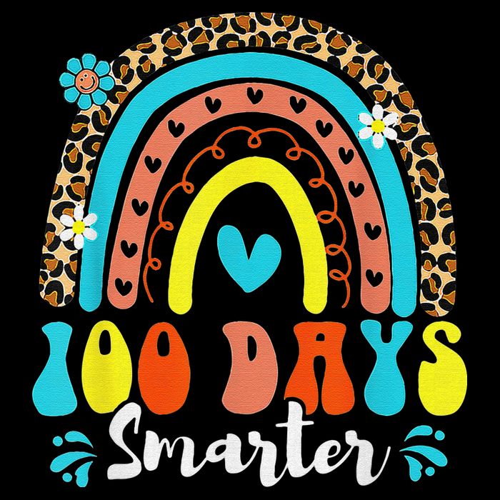 100 Days Smarter Rainbow Leopard Happy 100th Day Of School Sweatshirt