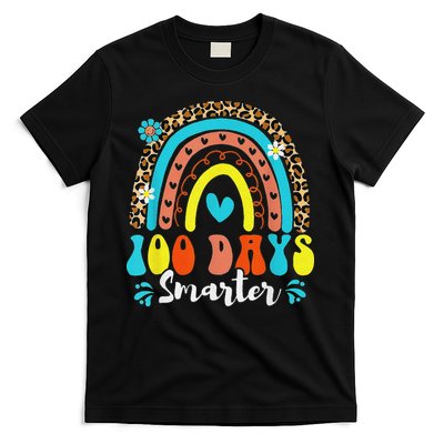 100 Days Smarter Rainbow Leopard Happy 100th Day Of School T-Shirt
