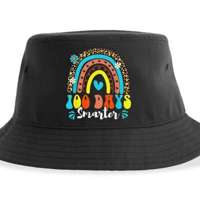 100 Days Smarter Rainbow Leopard Happy 100th Day Of School Sustainable Bucket Hat