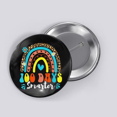 100 Days Smarter Rainbow Leopard Happy 100th Day Of School Button