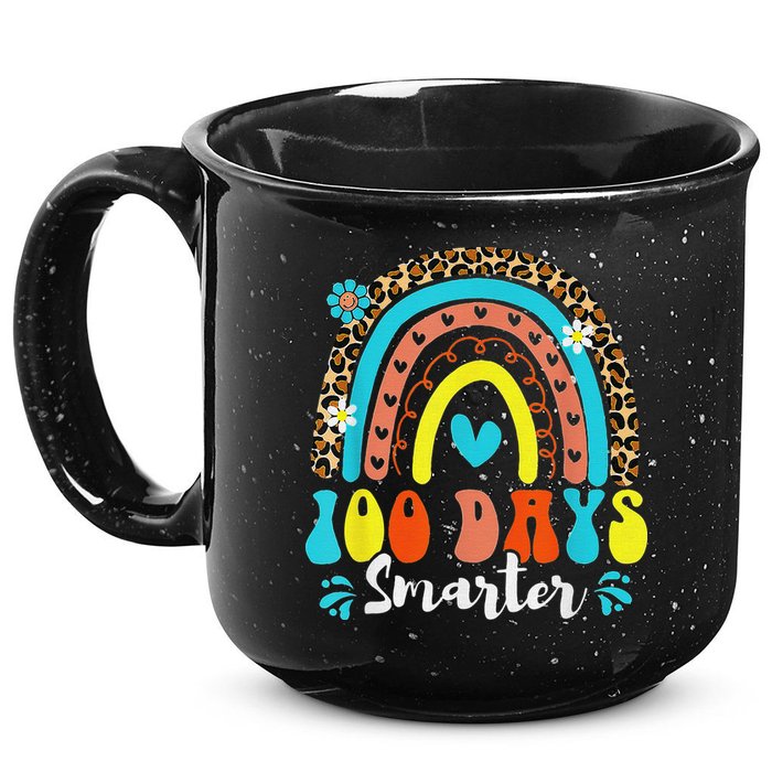 100 Days Smarter Rainbow Leopard Happy 100th Day Of School 15oz Campfire Ceramic Mug