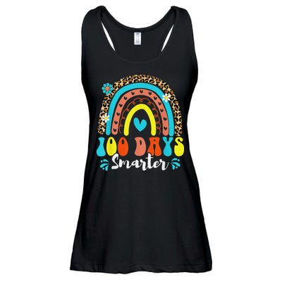 100 Days Smarter Rainbow Leopard Happy 100th Day Of School Ladies Essential Flowy Tank