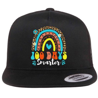 100 Days Smarter Rainbow Leopard Happy 100th Day Of School Flatbill Hat