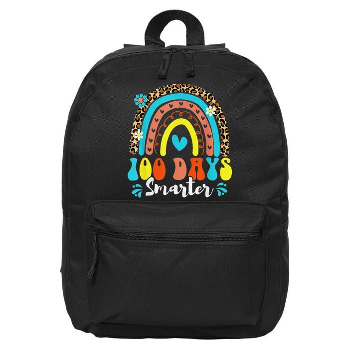 100 Days Smarter Rainbow Leopard Happy 100th Day Of School 16 in Basic Backpack