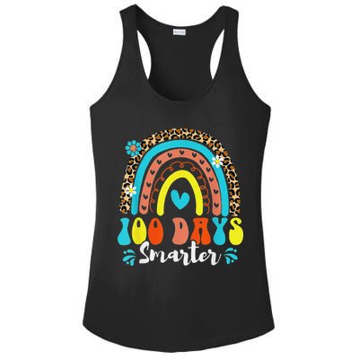 100 Days Smarter Rainbow Leopard Happy 100th Day Of School Ladies PosiCharge Competitor Racerback Tank