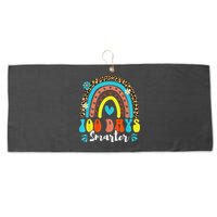 100 Days Smarter Rainbow Leopard Happy 100th Day Of School Large Microfiber Waffle Golf Towel