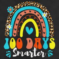100 Days Smarter Rainbow Leopard Happy 100th Day Of School Large Microfiber Waffle Golf Towel