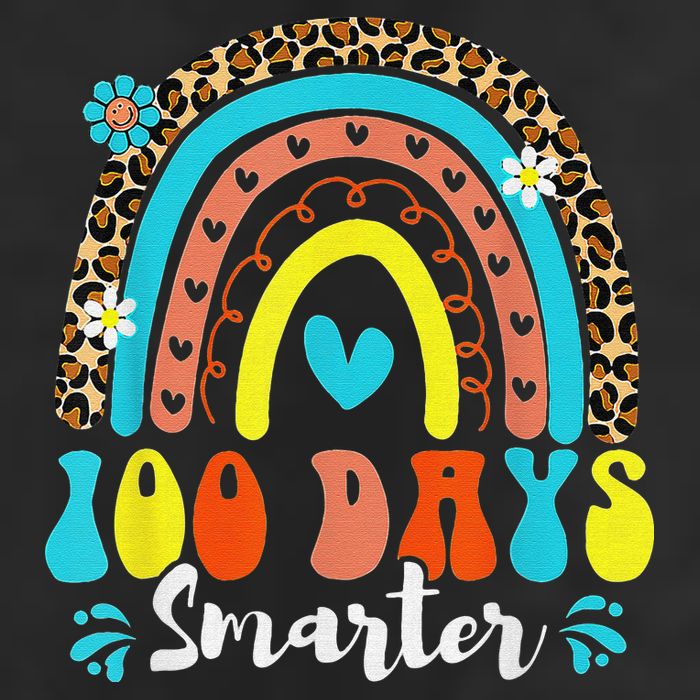 100 Days Smarter Rainbow Leopard Happy 100th Day Of School Large Microfiber Waffle Golf Towel
