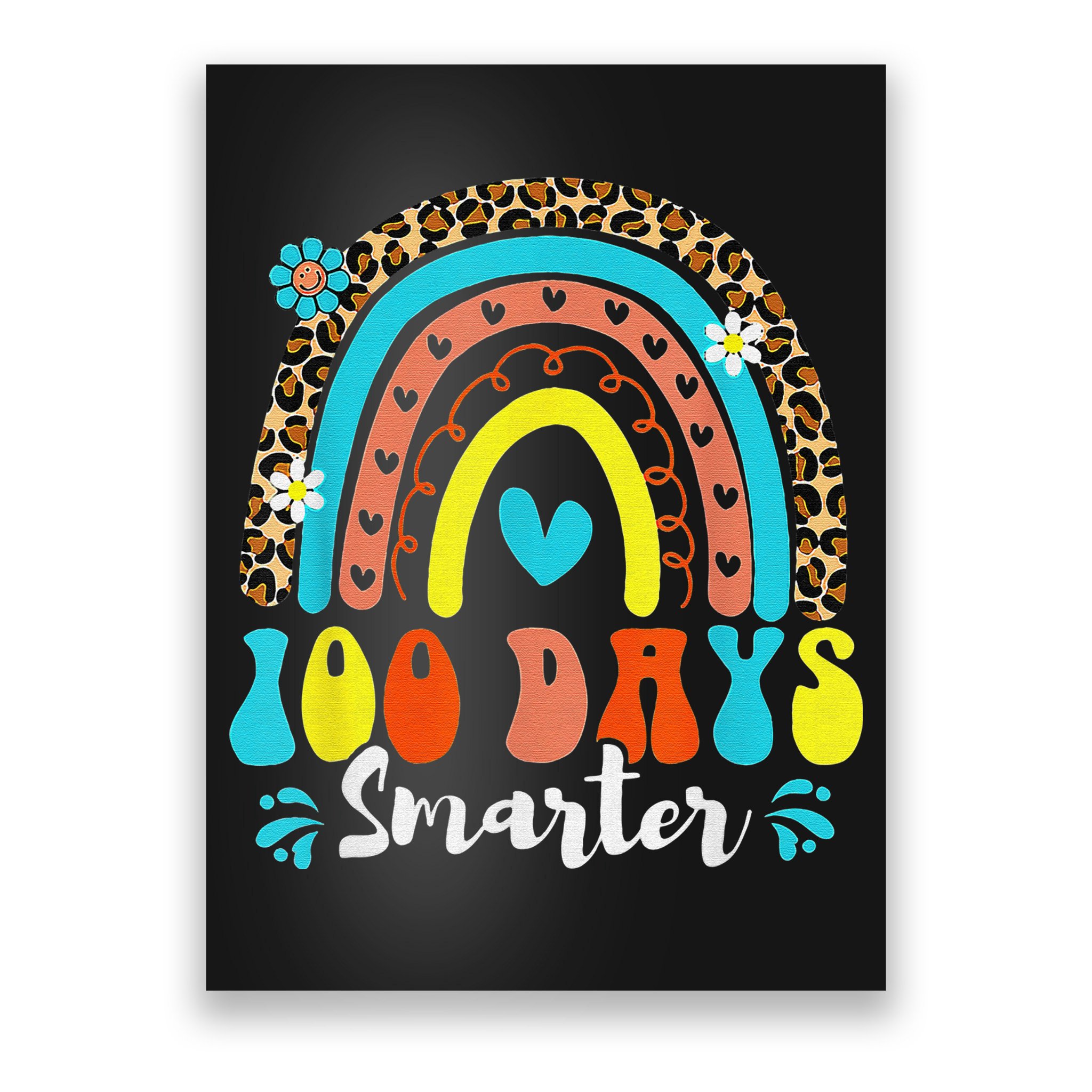 100 Days Smarter Rainbow Leopard Happy 100th Day Of School Poster