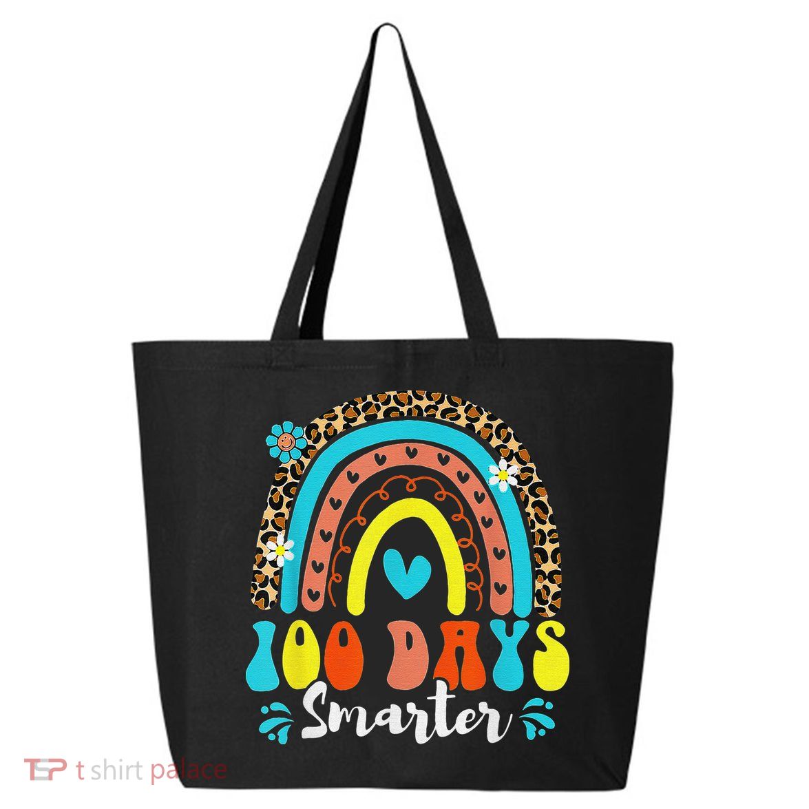 100 Days Smarter Rainbow Leopard Happy 100th Day Of School 25L Jumbo Tote