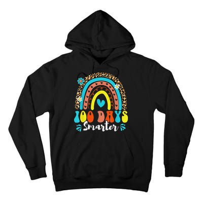 100 Days Smarter Rainbow Leopard Happy 100th Day Of School Tall Hoodie