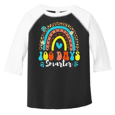 100 Days Smarter Rainbow Leopard Happy 100th Day Of School Toddler Fine Jersey T-Shirt