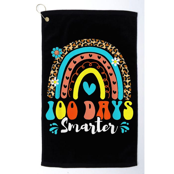 100 Days Smarter Rainbow Leopard Happy 100th Day Of School Golf Towel