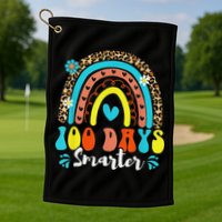 100 Days Smarter Rainbow Leopard Happy 100th Day Of School Golf Towel